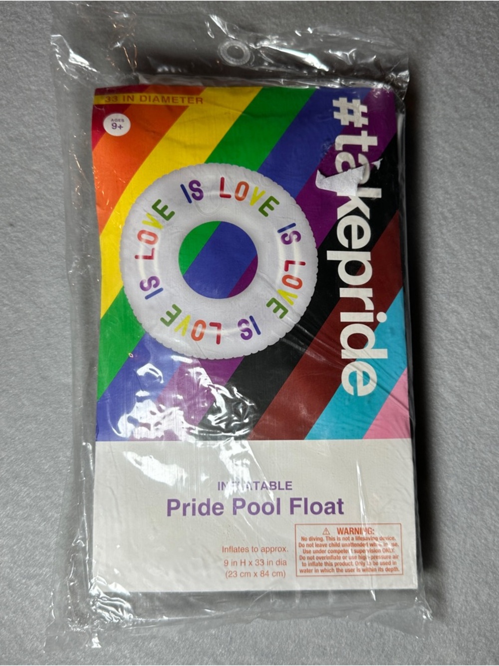 PRIDE Inflatable Pool Float‎ 33” Rainbow Love Is Love LGBTQ+ Summer New